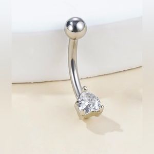 1Pc 16g Eyebrow Piercing Rhinestone Heart NWT